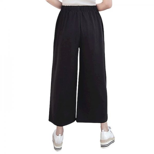 Women's Basic Fashion Comfort Casual Weekend Culottes Wide Leg Pants Plain Ankle-Length Pocket Blushing Pink Black