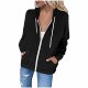 Women Coat Fashion Casual Long Sleeve Zipper Hooded Sweatshirt Colorblock Pocket Jacket Outwear Cardigan