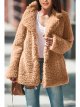 Women's Teddy Coat Long Solid Colored Daily Basic Black Brown