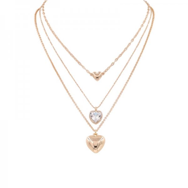 Metal Chain Heart 3-Piece Necklace Set