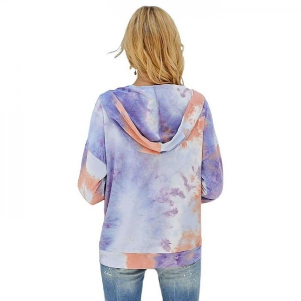 Women's Hoodie Full Zip Hoodie Tie Dye Zipper Print Daily Sports 3D Print Sportswear Streetwear Hoodies Sweatshirts  Purple Yell