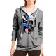 Women's Hoodie Zip Up Hoodie Sweatshirt Skull Zipper Print Halloween Sports 3D Print Active Streetwear Hoodies Sweatshirts  Blue