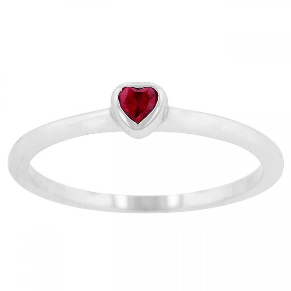 Ruby Red Heart Solitaire Ring