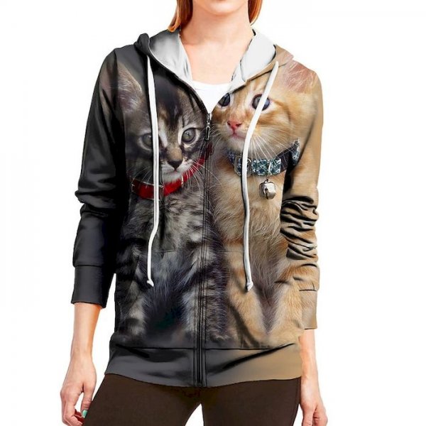 Women's Hoodie Zip Up Hoodie Sweatshirt Cat 3D Animal Zipper Print Daily Sports 3D Print Active Streetwear Hoodies Sweatshirts