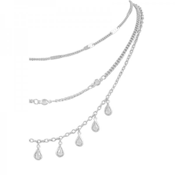 Glass Jewel Teardrop 3-Piece Necklace Set