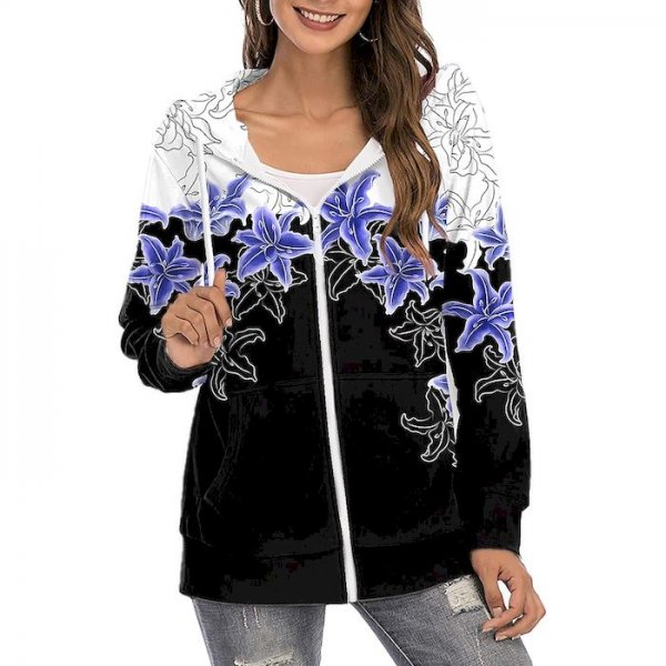 Women's Hoodie Zip Up Hoodie Sweatshirt Floral Color Block Zipper Print Daily Sports 3D Print Active Streetwear Hoodies Sweatshi