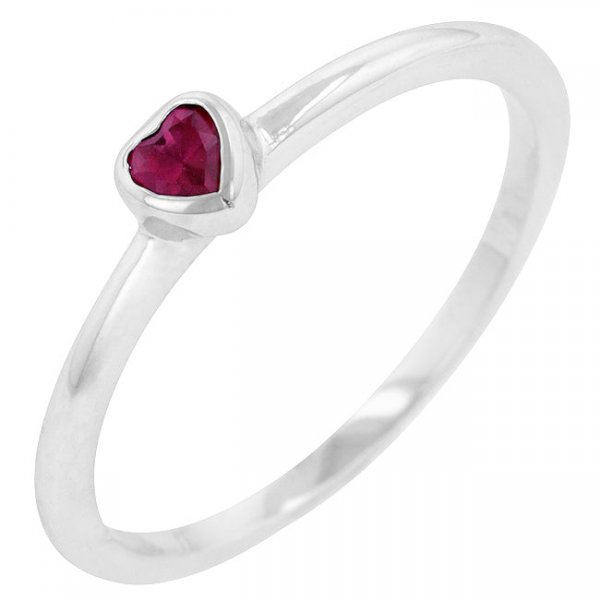 Ruby Red Heart Solitaire Ring