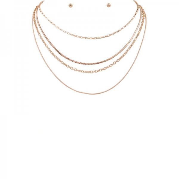 Metal Chain Layered Necklace Set