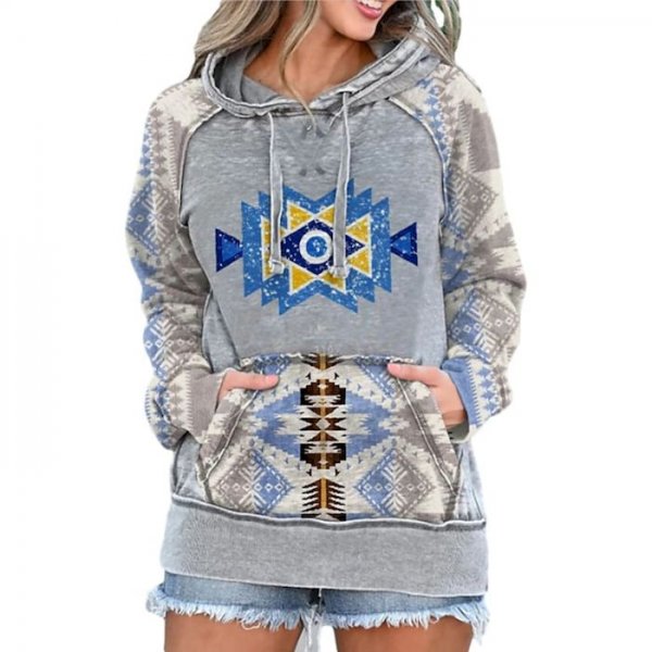 Women's Hoodie Pullover Graphic Geometric Oversized Print Casual Daily 3D Print Casual Streetwear Hoodies Sweatshirts  Gray