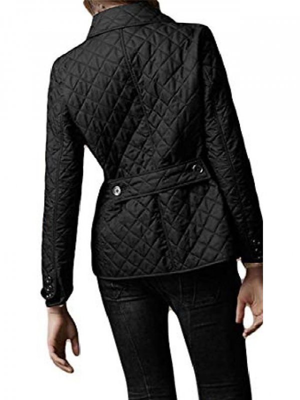 Women's Winter Insulated Checker Quilted Single Breasted Lightweight Parka Jacket