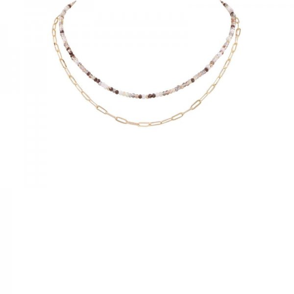 Faceted Bead Layered Chain Necklace