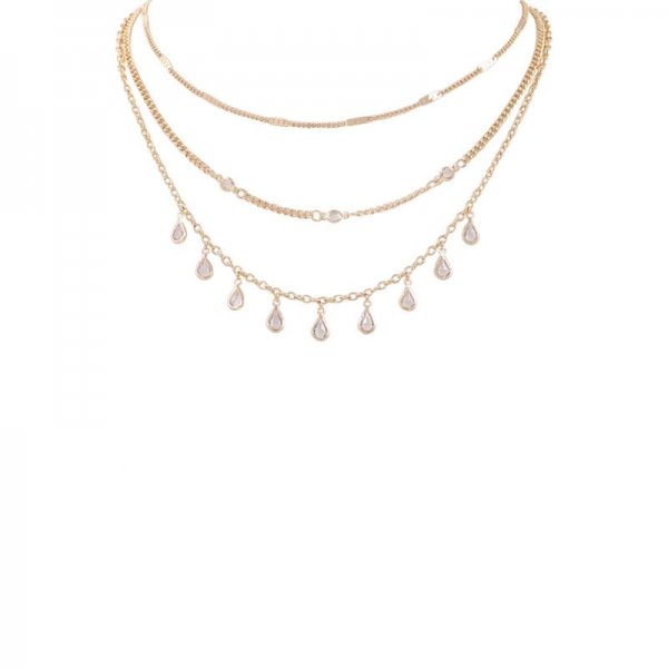 Glass Jewel Teardrop 3-Piece Necklace Set