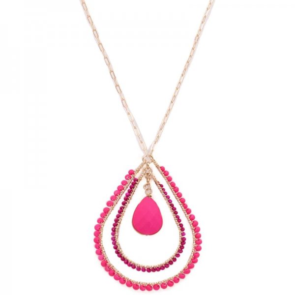 Faceted Bead Teardrop Necklace