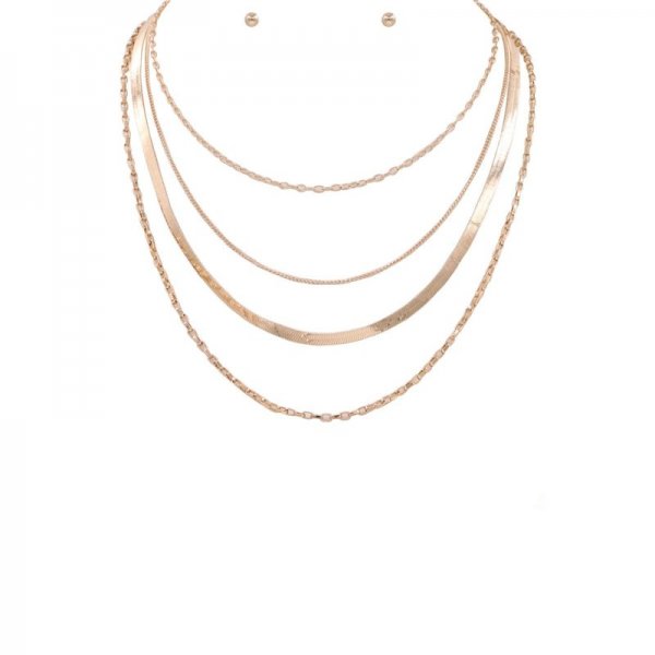 Metal Chain Layered Necklace Set